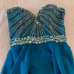 Teal Prom Dress Strapless Maxi - Size 2